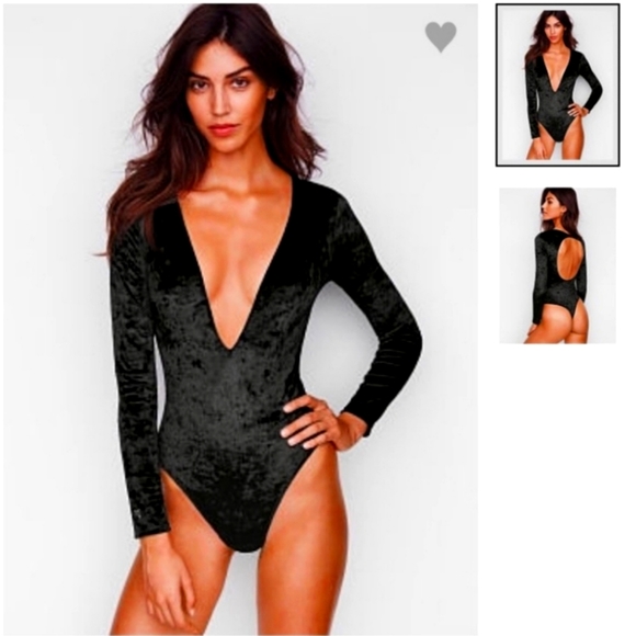 Victoria's Secret Tops - Victoria SECRET Black VELVET BODYSUIT 🕷